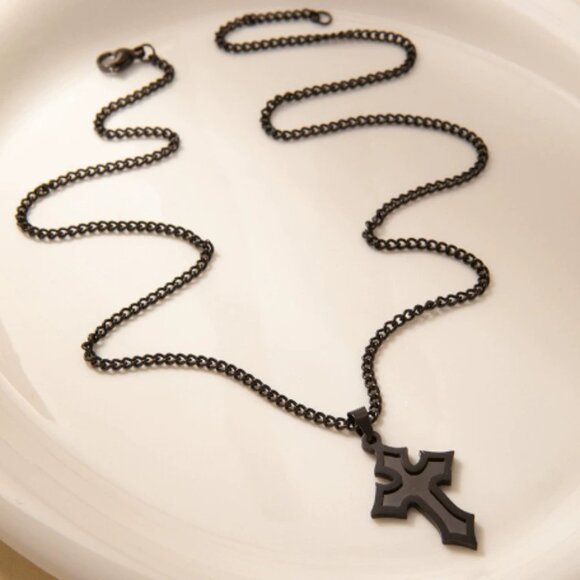 【Cross】Black Cross Necklace - Picture 1 of 1